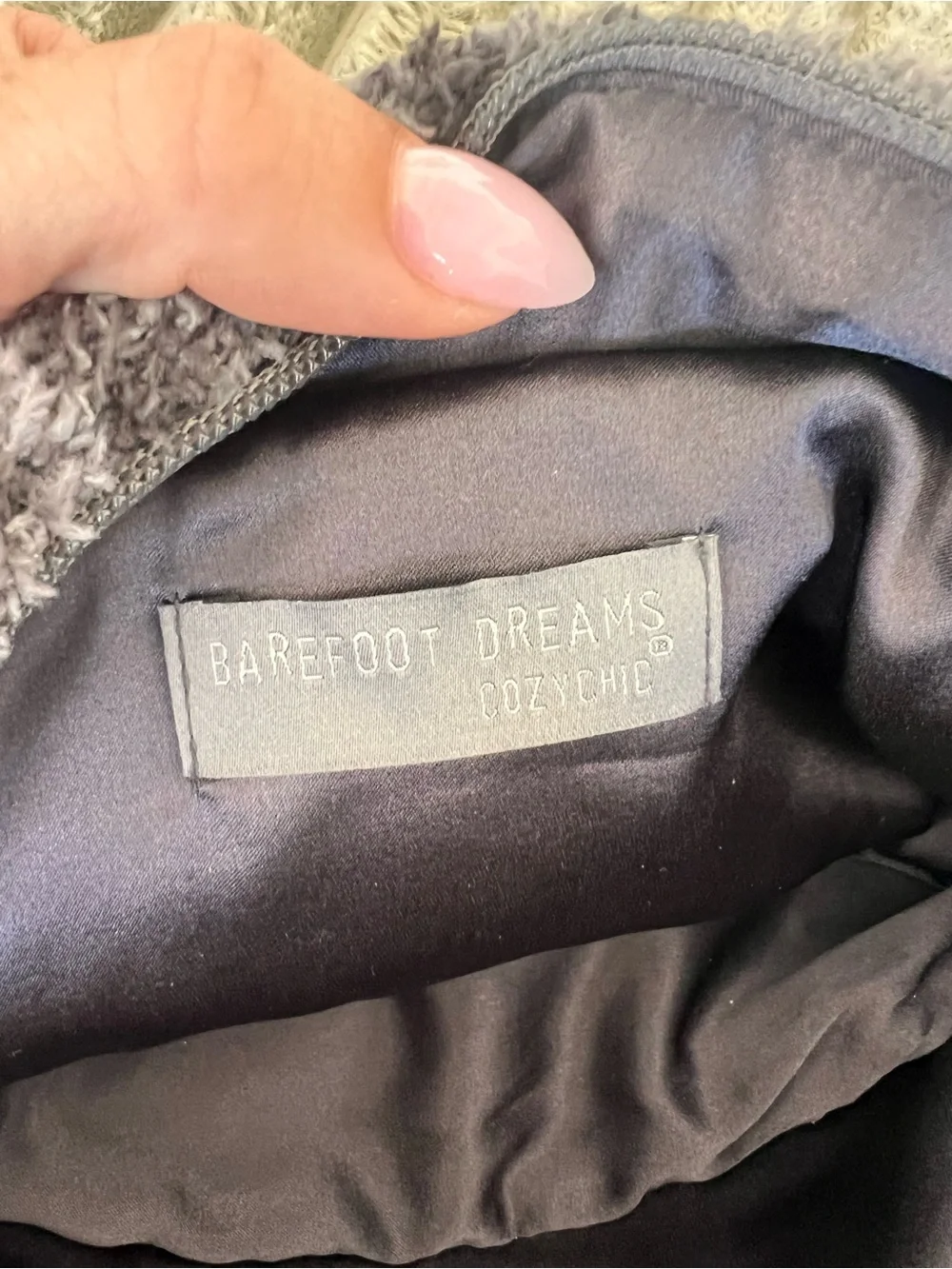 Barefoot Dreams Cozychic Fuzzy Cosmetic/Travel Case Gray/Black